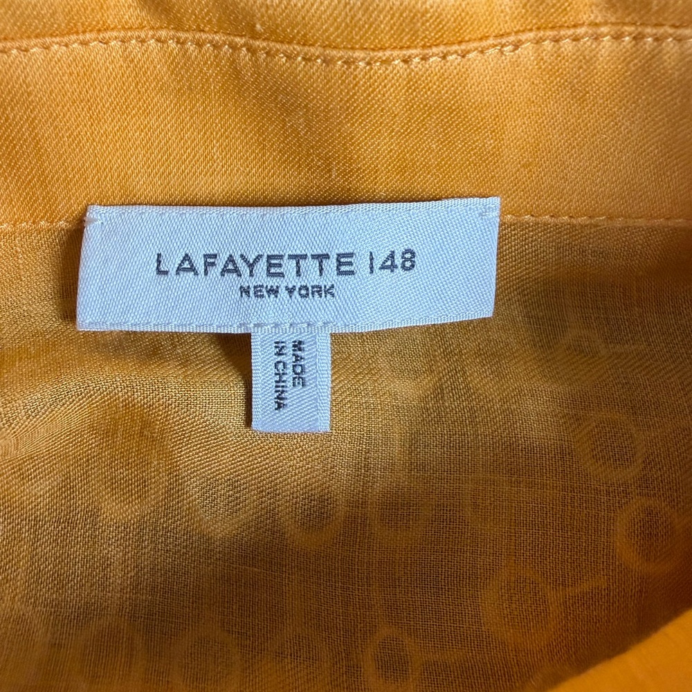 Lafayette 148 New York Mustard Button Down Linen Shirt Medium - Picture 5 of 6